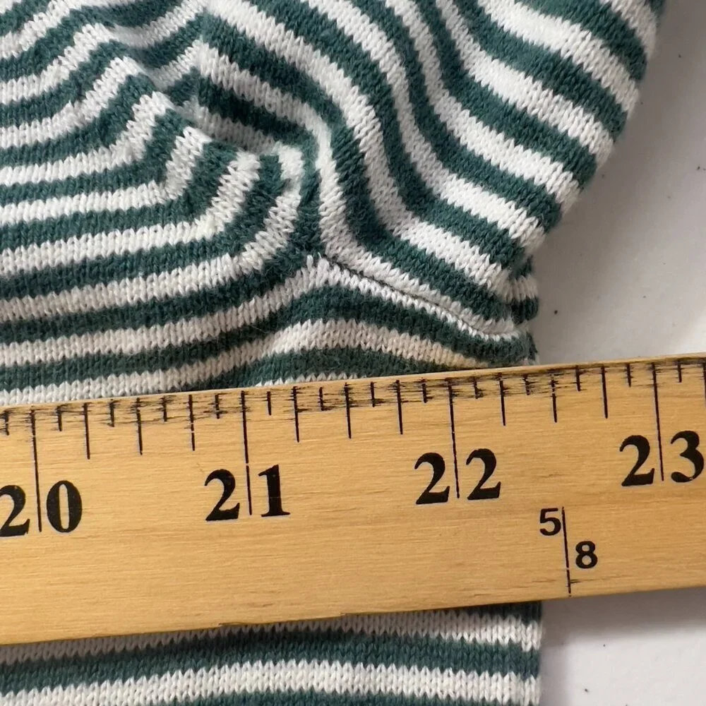J.Crew Women’s Green & White Striped Cotton Crewneck Sweater Size L
